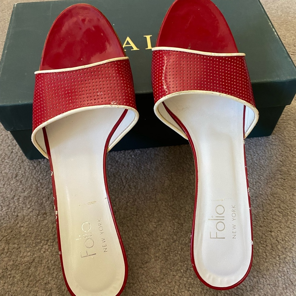 Elegant red dress sandals, sz 8.5